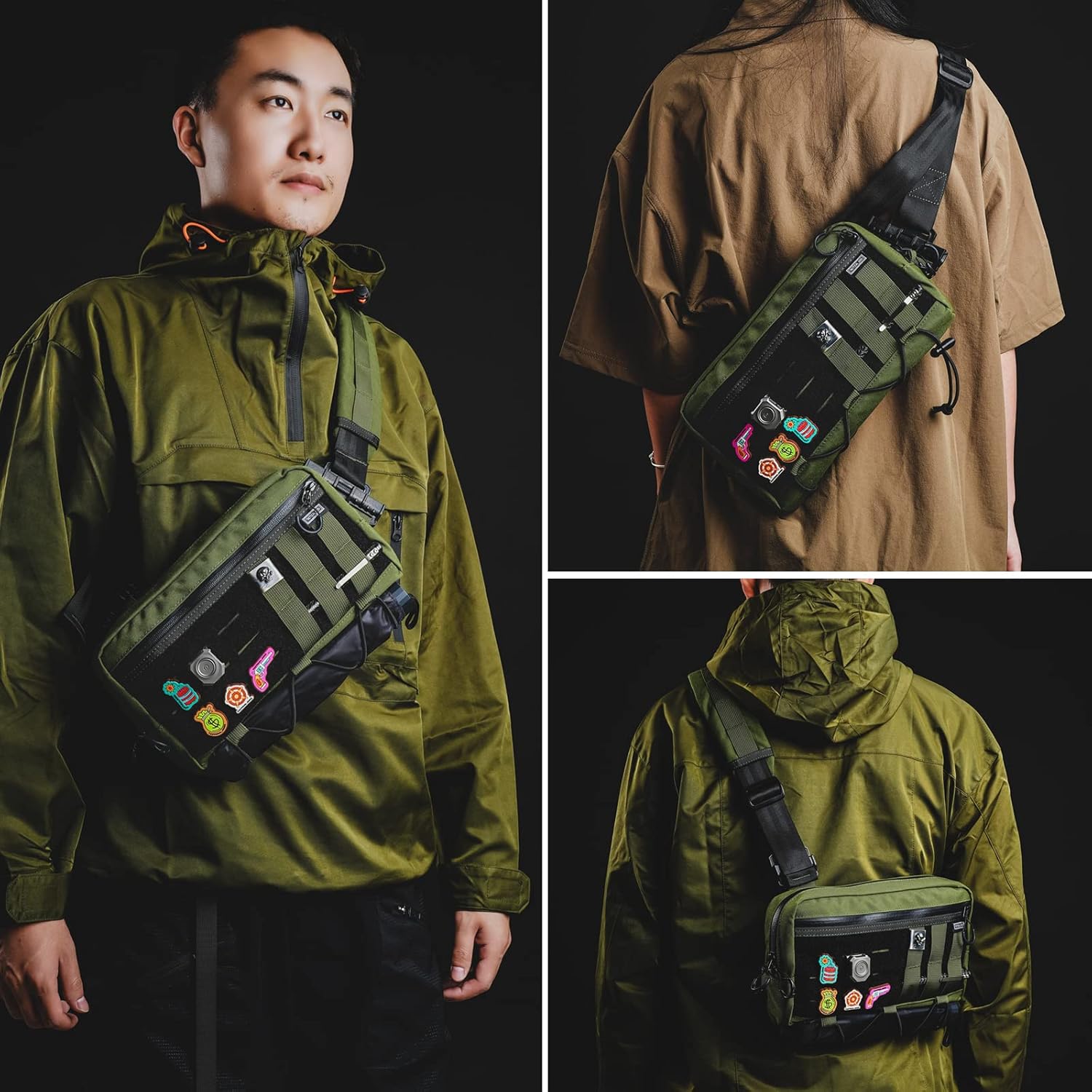 Tactical_Geek Cache L3 EDC Leichtes Schlingenbeutel Brustbodiumsbeutel für Männer Frauen kompakte Pennerbeutel verstellbarer Umhängetasche Umhängetasche Chests Bag für Reiseschule Wanderung, grün – Bild 2