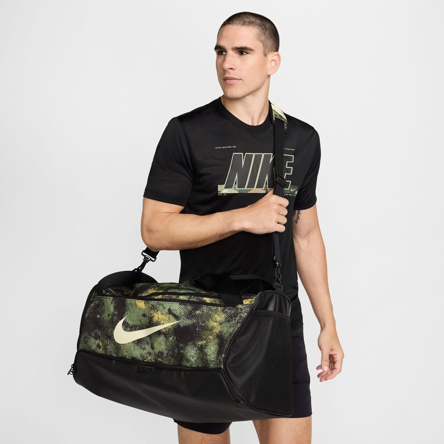 Nike Brasilia m Duffel - 9,5 Camo AOP, Ölgrün/Schwarz/Kokosmilch, FZ2585-386, Miscuar Green/Schwarz/Kokosmilch, Herrenausbildung – Bild 8