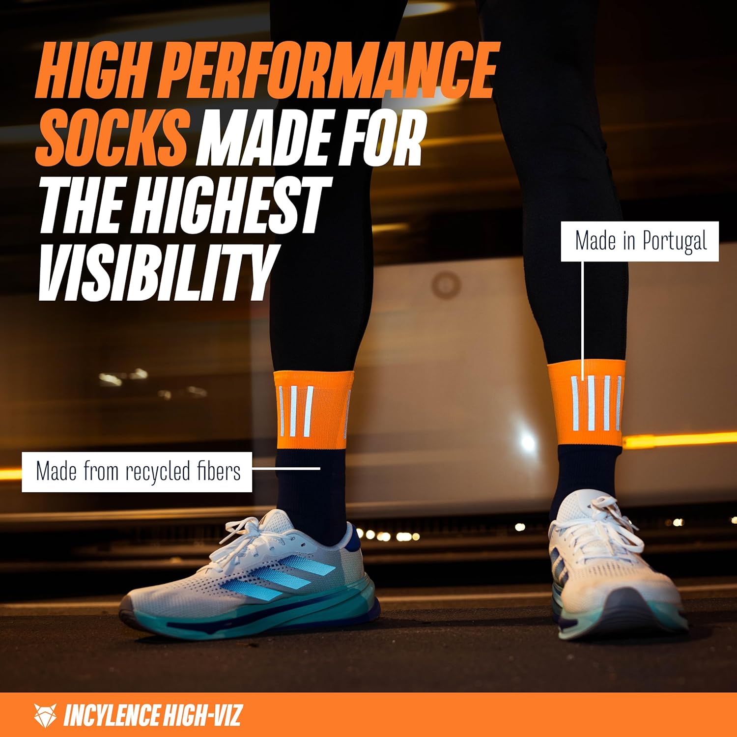 Unbekannte hohe Viz -Laufsocken mit Reflektoren - funktional und atmungsaktiv für maximale Sichtbarkeit - 1 Paar – Bild 3