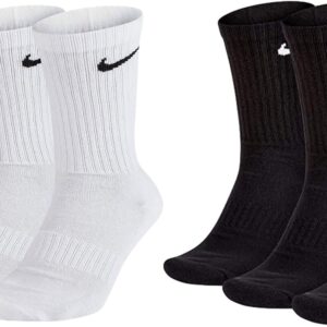 Nike U nk Everyday Cush Crew -Socken, 3 Paare, weiß (schwarz)/dunkelgraues Heather (schwarz)/schwarz (weiß), weiß schwarz