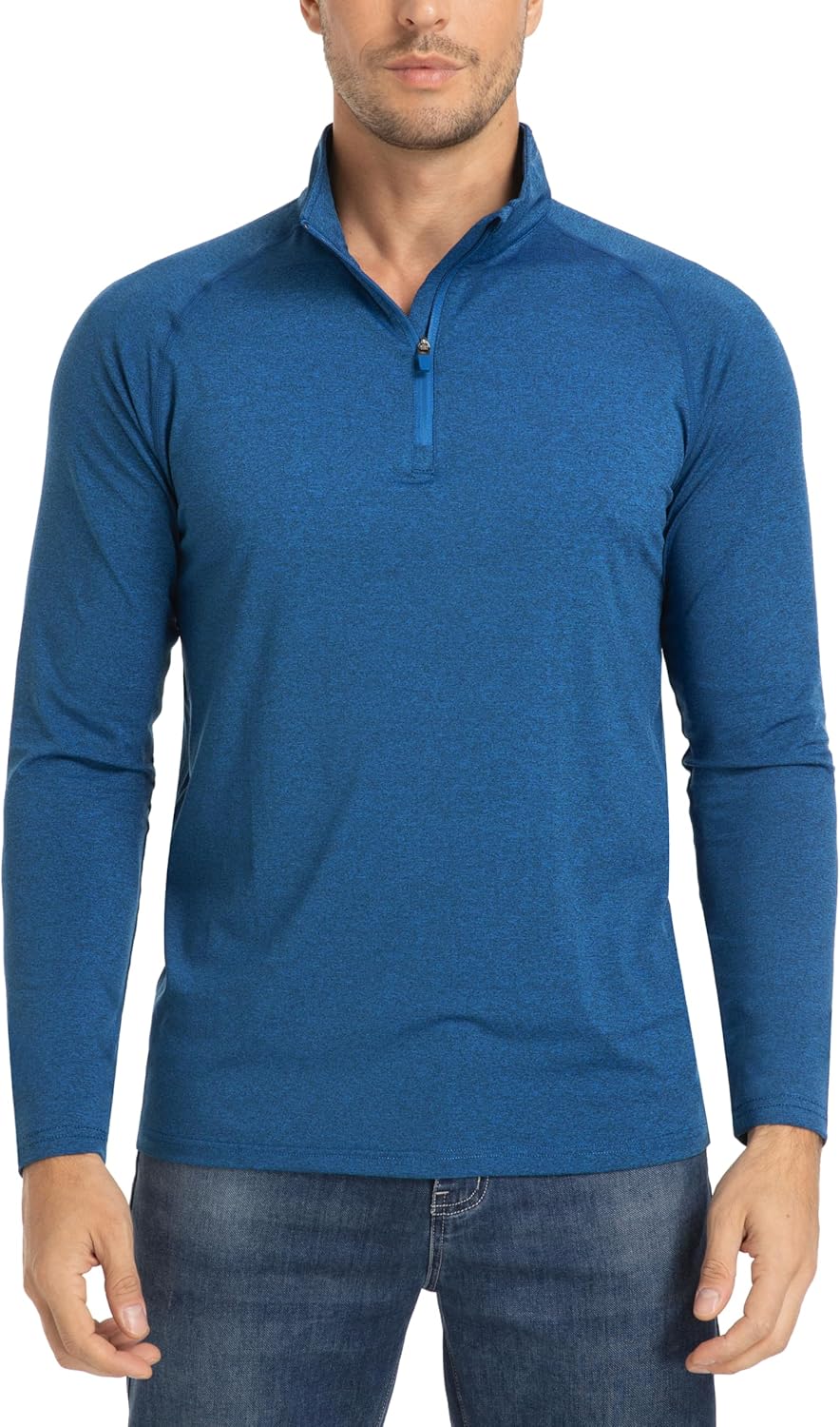 Tacvasen Herren 1/4 ZIP UV-Schutz Langarm Shirts ANFORDERLICHEN GESCHÄFTEN UPF 50+ Rennen Tops mit Stand-up-Kragen – Bild 3