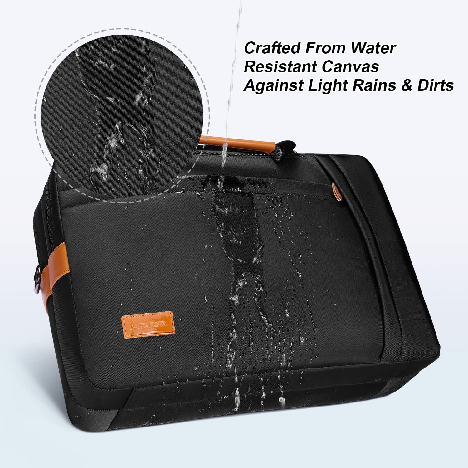 Estarer Cabrio Rucksack Laptop Bag Umhängetasche 17/17,3 Zoll Business -Tasche für Büro/Schule/Reisen Schwarz, Schwarz, Geschäft – Bild 8