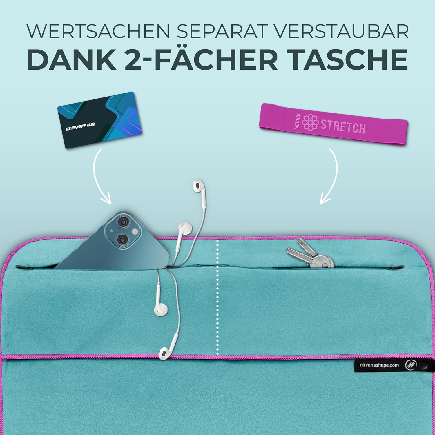 Nirvanashape ® Fitness -Handtuch, bestehend aus starkem Mikrofaser mit magnetischem Clip, stilvoll und funktional, ultra saugfähig und kompakt, Ihr perfektes Sporttuch für das Fitnessstudio – Bild 3