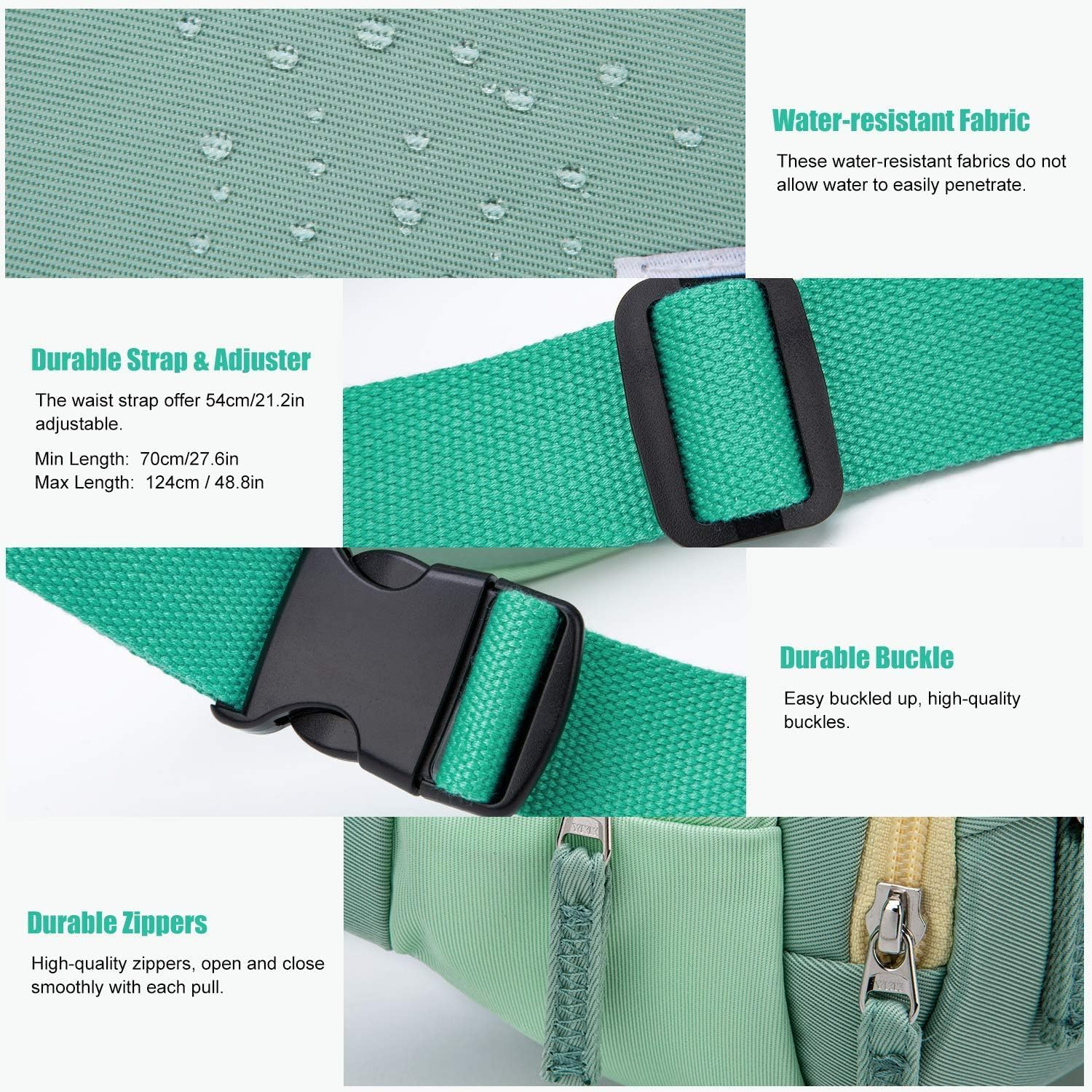 Wind nahm Penner, Gürtelbeutel, Brustbeutel, stilvoller, großer Taillenbeutel, Sportmobilhülle mit Kopfhöreranschluss für Reisen, Wandern, Freien, Laufen, Frauen und Männer, 35 x 7,5 x 15 cm, hellgrün, 5003a – Bild 6