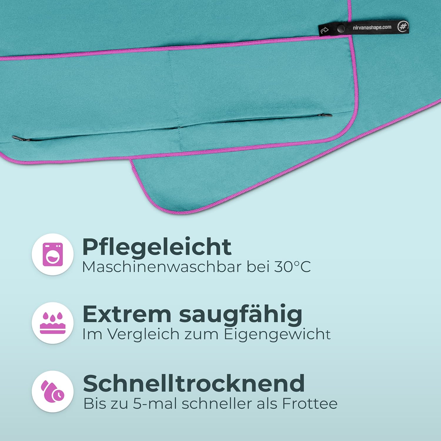 Nirvanashape ® Fitness -Handtuch, bestehend aus starkem Mikrofaser mit magnetischem Clip, stilvoll und funktional, ultra saugfähig und kompakt, Ihr perfektes Sporttuch für das Fitnessstudio – Bild 4