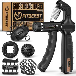 Fitbeast Grip Stärke -Trainer -Kit, Pro -Hand- und Unterarm -Stärken -Kit – 6 -Pack mit einstellbarem Widerstand und multifunktionalen Massagebällen für Handtherapie, Grifftraining und Genesung