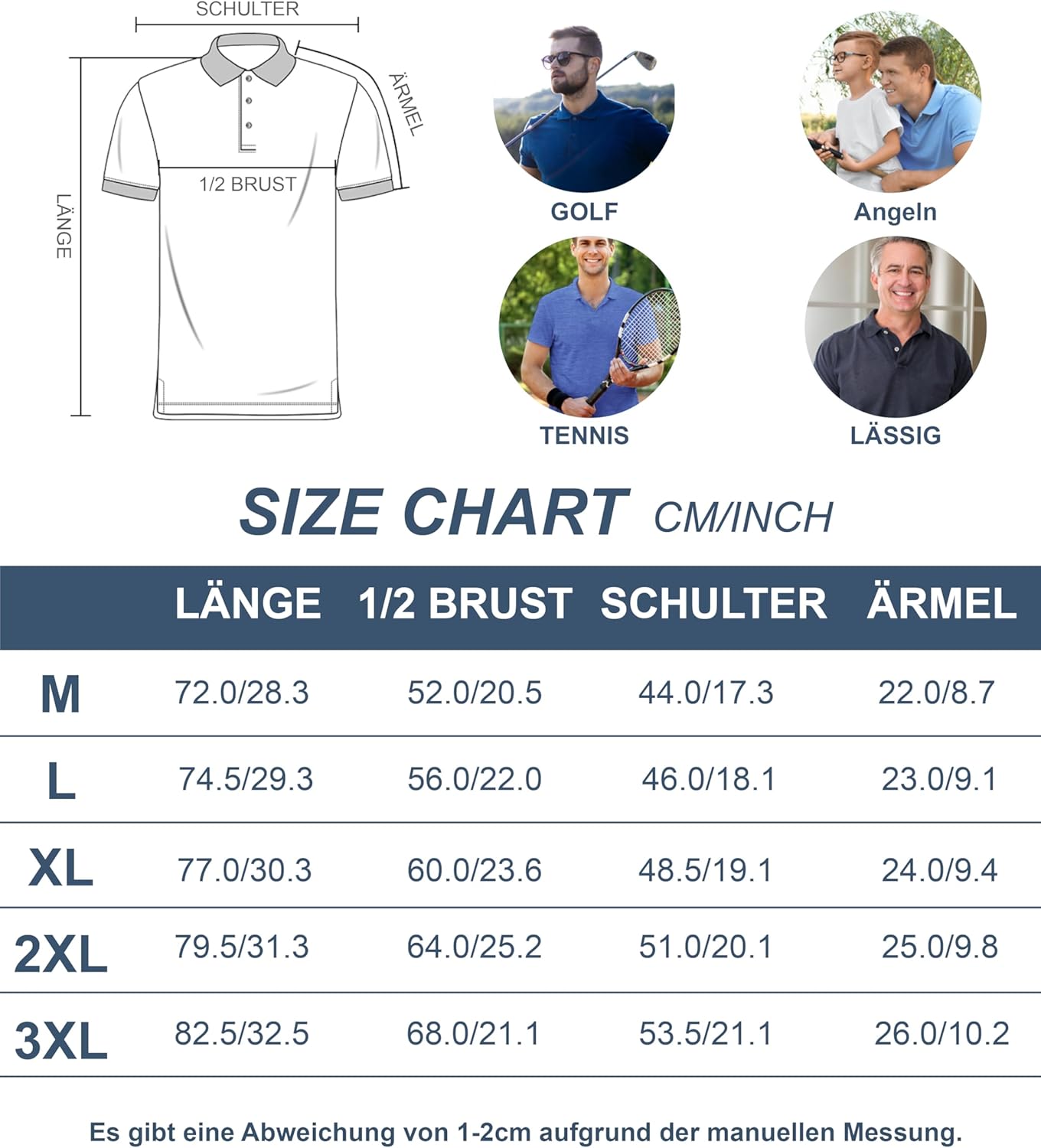 zitysport Poloshirt Herren Kurzarm Shirt Atmungsaktives Golf Polo Shirt Männer Sommer Shirts Sport Basic Slim Fit Tshirt mit Brusttasche Polohemd – Bild 7