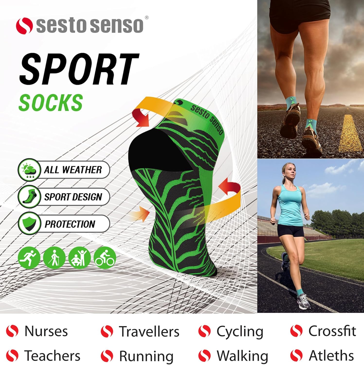 Sesto Senso Sports Socken Frauen Männer 3 bis 12 Paare farbenfrohe Sportsocken laufen Socken Socken – Bild 6