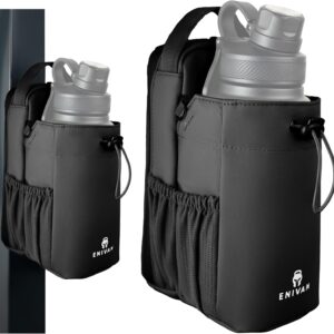 ENIVAN – Magnetischer Sporttasche mit magnetischer Befestigung, Flaschenhalter von bis zu 1,5 l, Mobiltelefonhalter, Schultergurt für Männer und Frauen, Karabiner für Schlüssel, Gürtelbeutel für Fitness, Krafttraining,