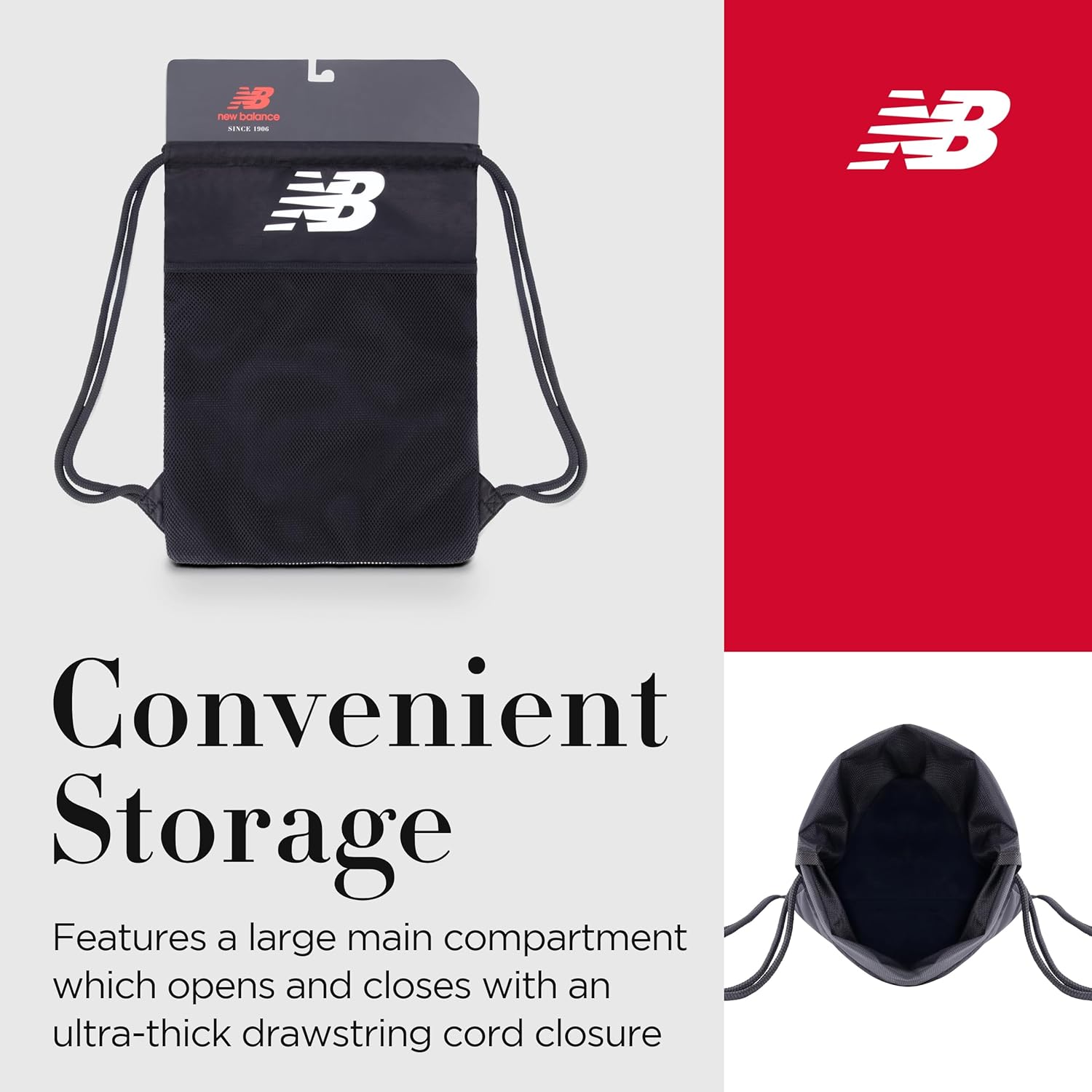 Konzept One New Balance Draw String Rucksack Sport Cinch Gymbag mit Schuhfach – Bild 3