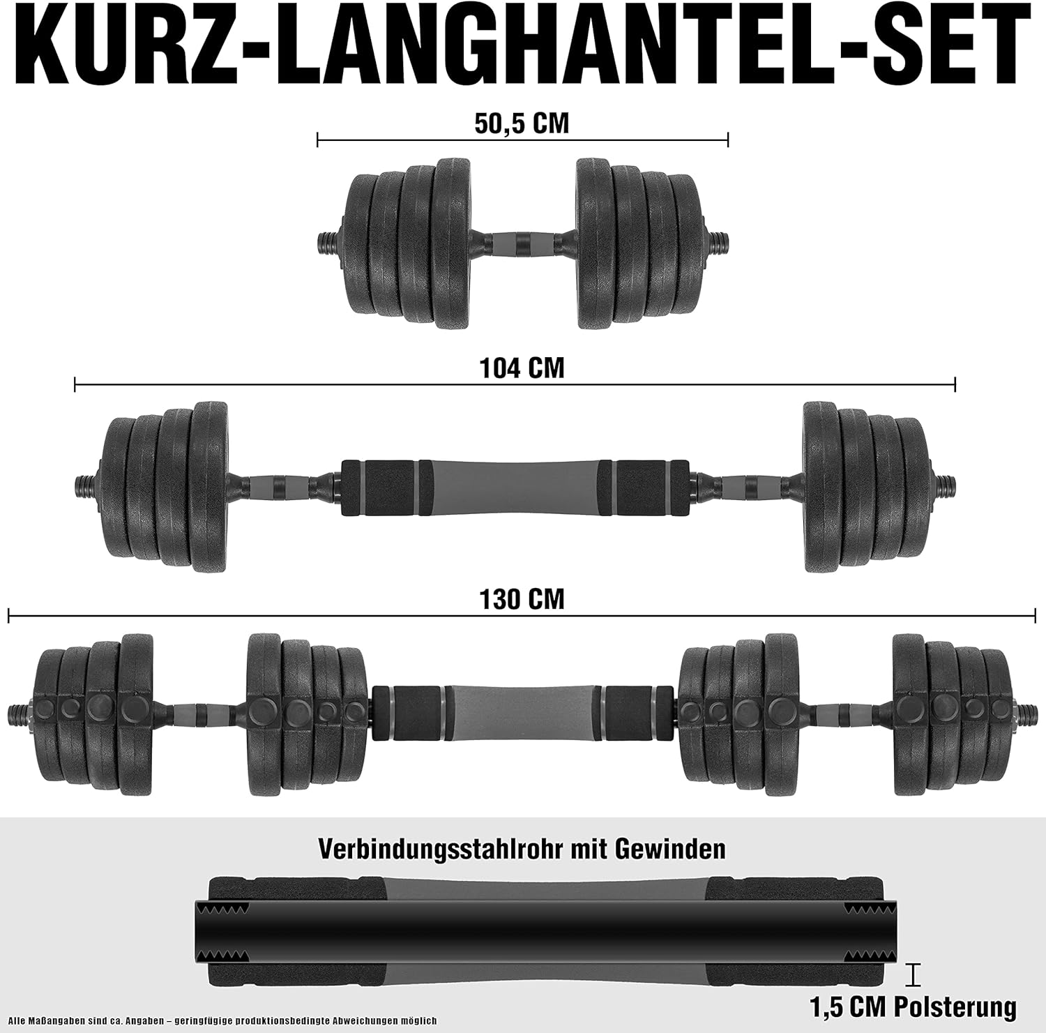 CPSSPORTS 2-in-1 Hantel & Langhantel Set 30 kg / 40 kg | Gewichtsplatten - Gewichte - Hantelbalken | Einstellbare Hanteln - Dumbbell -Set für Krafttraining, Fitness, Home -Fitnessstudio – Bild 6
