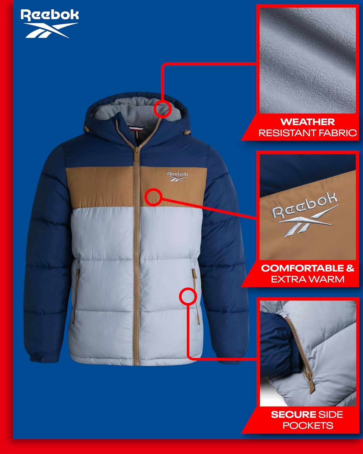 Reebok Männerpuffer Parka Mantel – Bild 2