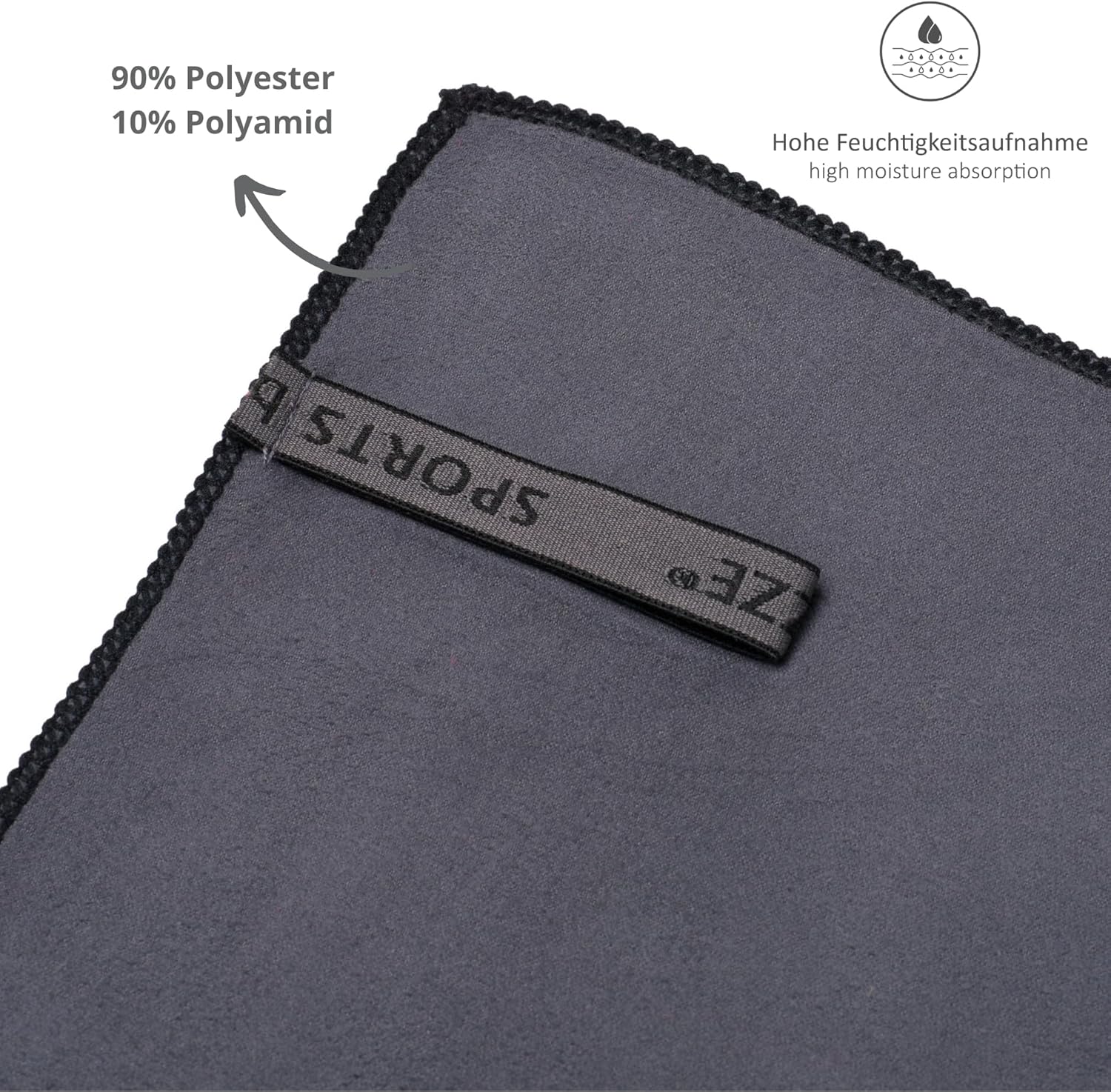 Legener Sporttuch Sauna Wrap mit Gurten 90% Polyester 10% Polyamid Fitness Serie 80 x 180 cm hohe Feuchtigkeitsabsorption Waschbar bei 60 Grad Sturztrocknen Anthrazit – Bild 2