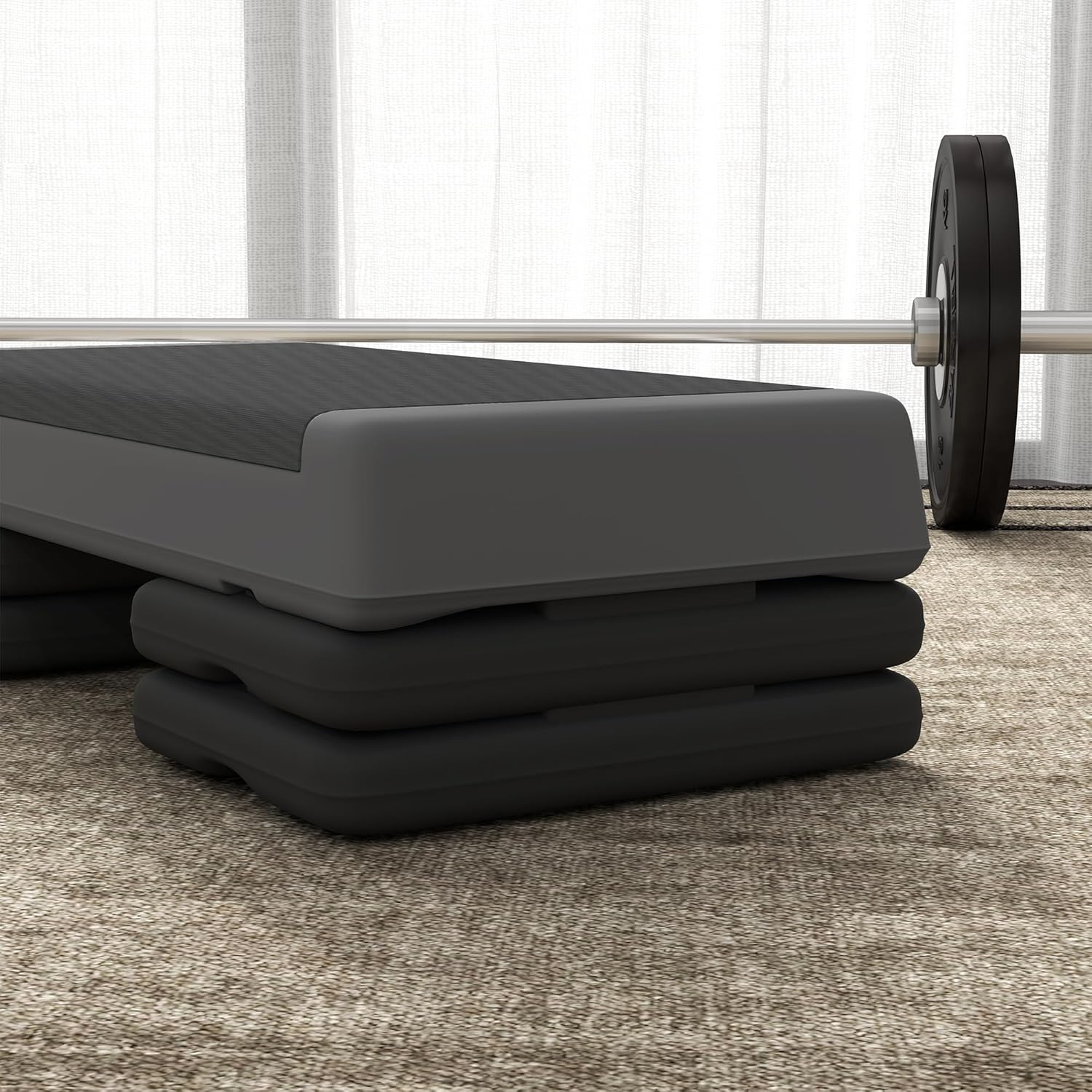 Sportnow Aerobic Stepper, 10,5/15,5/20,5 cm Höhenverstellbares Quiltboard, Nicht-Schlupf für Zuhause, Fitnessstudio, Büro, Plastik, Grau – Bild 8