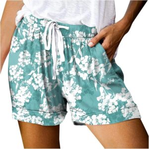 Bikini -Frauen mit Shorts Frauen Draw String Shorts Summer Elastic Taille Freizeit leichtes Gewicht mit Taschen, Minzgrün