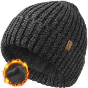 Furtalk Unisex Winter Beanie Chunky Strickhut mit sanftem Fleece -Futter warmen Winterhut für Männer und Frauen
