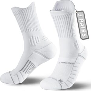 Rahhint Coolmax 3 Packkomprimierung Laufen Socken Männer Frauen Anti-Blister-Socken Laufen Socken Sportsocken mit Tab-Design, Kompressionszone, Lüftungsnetz und Bogenunterstützung, Größe 35-51