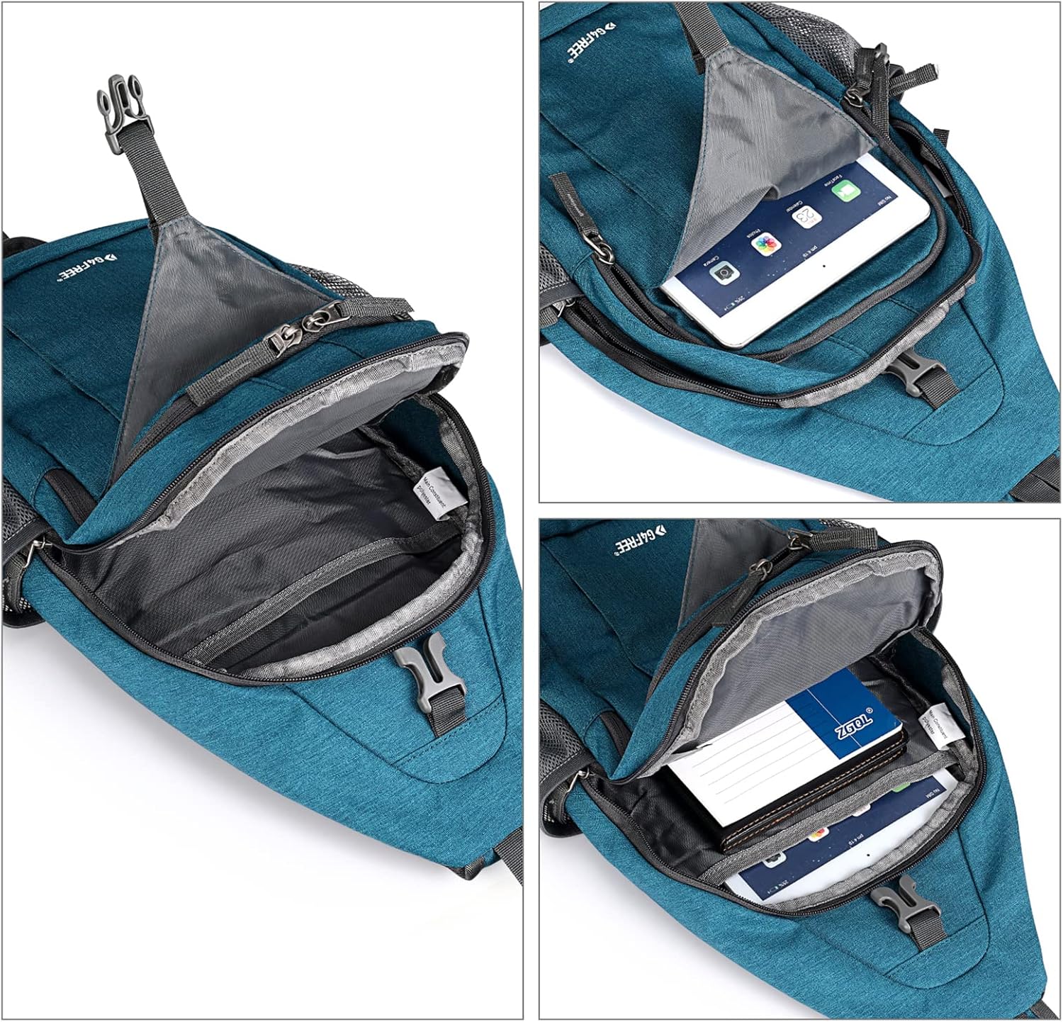 G4Free Slings-Beutel-Rucksack, Anti-Diebstahl-Brust-Tasche, Umhängetasche, Crossbody, Fitnessstudio, Daypack mit Kopfhörerloch für Outdoor, Radfahren, Reisen, Wandern, Männer und Frauen – Bild 9