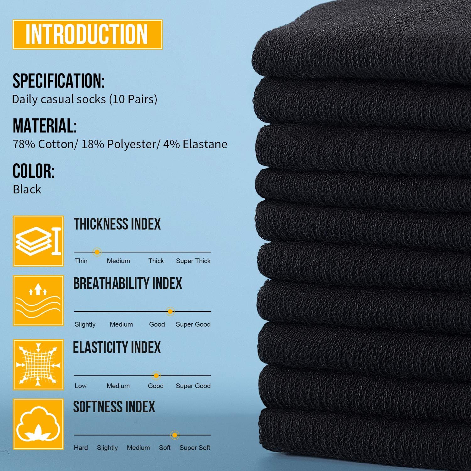 Benirap-Komprimierung Laufen Socken Männer Frauen Anti-Blister-Socken Laufen Socken Sportsocken mit Tab-Design, Kompressionszone, Belüftungsnetz und Bogen-Unterstützung Pack von 10 (schwarz, 43-46), Schwarz – Bild 2