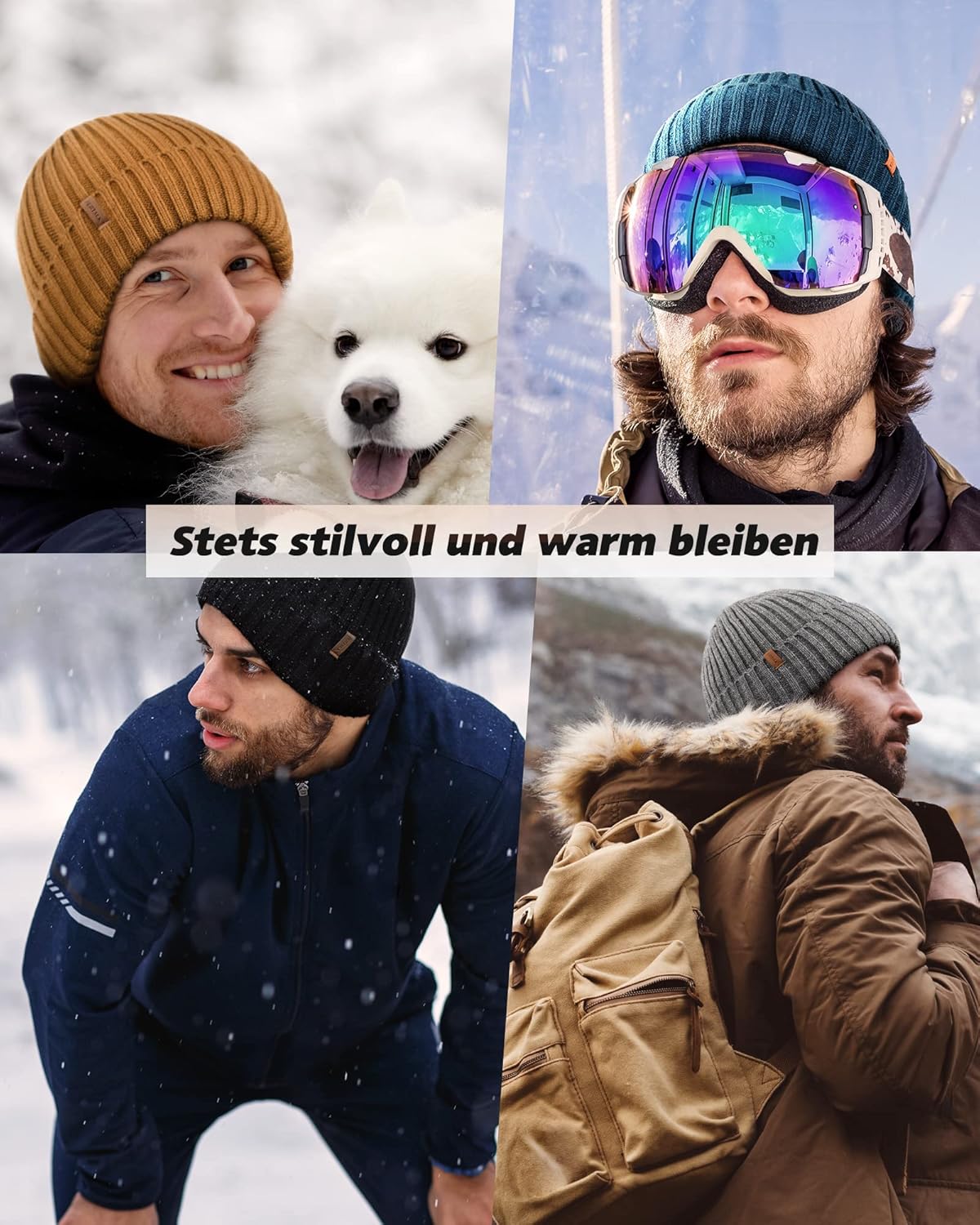 Furtalk Unisex Winter Beanie Chunky Strickhut mit sanftem Fleece -Futter warmen Winterhut für Männer und Frauen – Bild 5