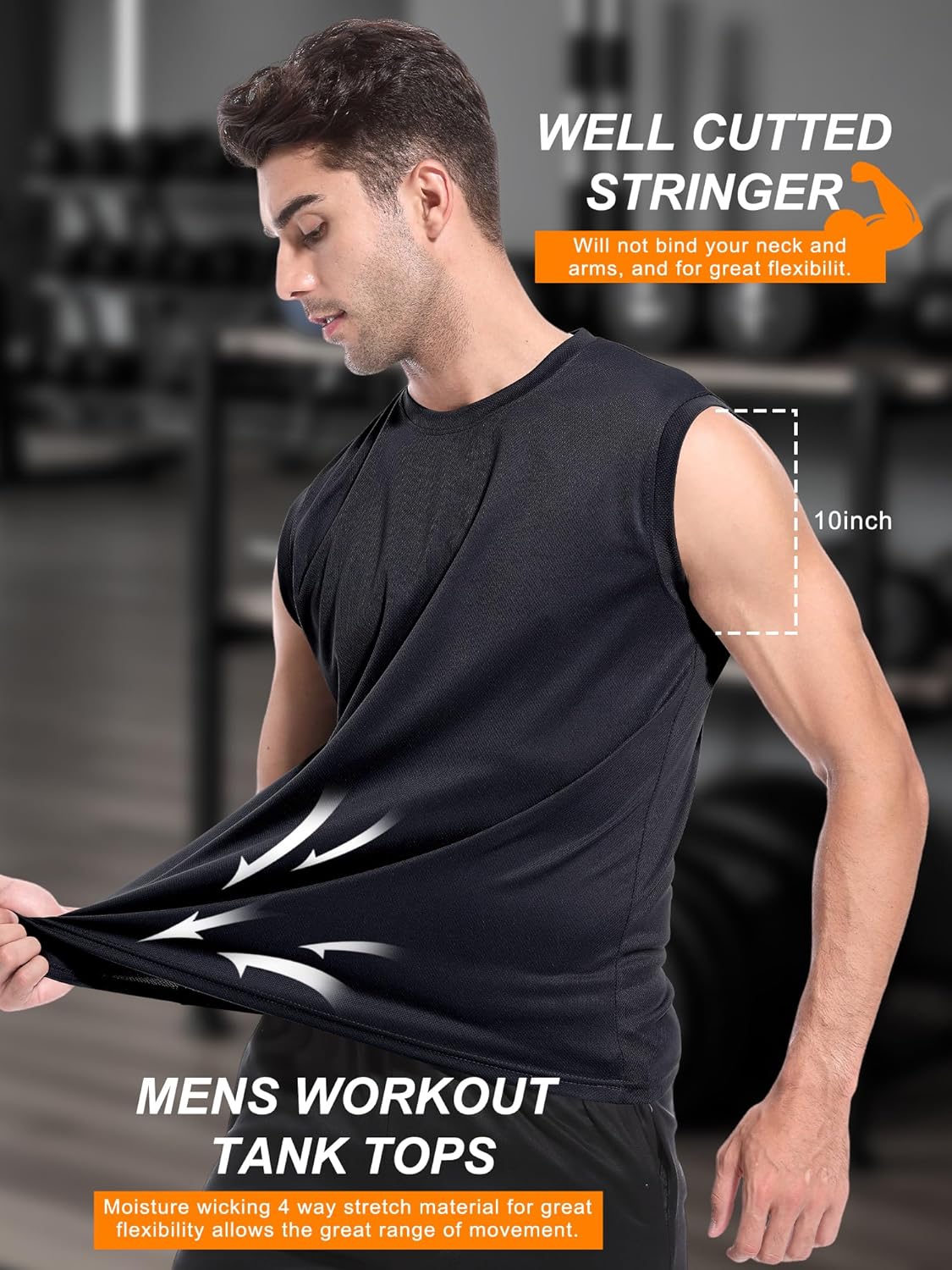 Holure Herren 3- oder 5 -Pack -Tanktop -Tanktop Schnell trocken ärmellose Muskelhemd reflektierende Streifen Funktionales Hemd – Bild 5