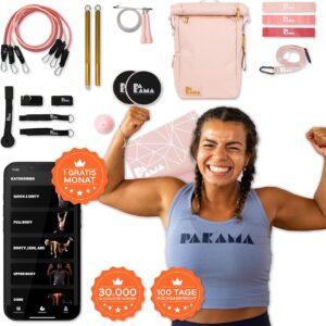PAKAMA – Sports Bag 2.0 (10-teilig) Fitnessstudio in einem Rucksack für Zuhause & Unterwegs – XXL Athletics Set für Muskelaufbau, Fitness & Krafttraining (inkl. 1 Monat App)