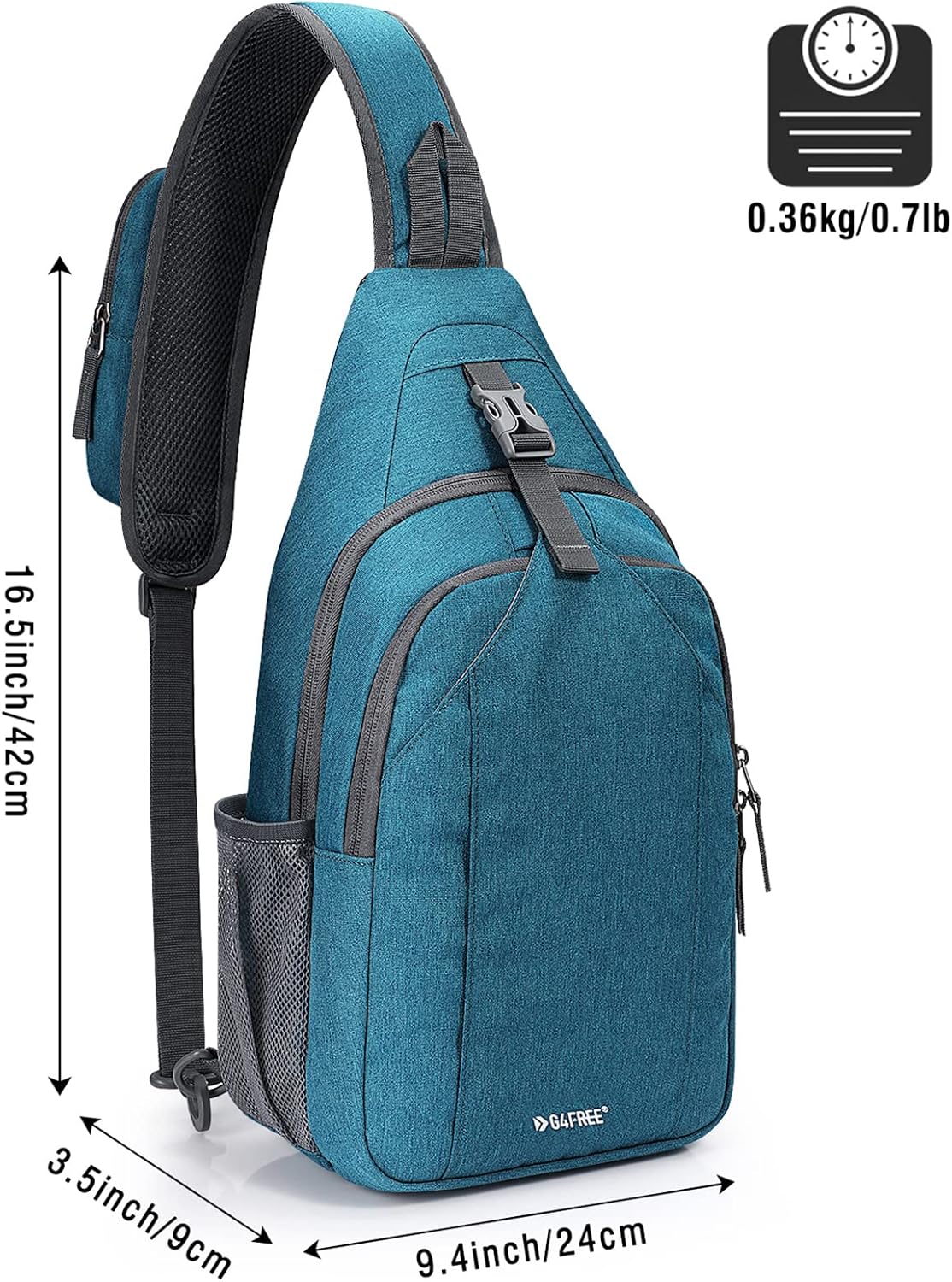 G4Free Slings-Beutel-Rucksack, Anti-Diebstahl-Brust-Tasche, Umhängetasche, Crossbody, Fitnessstudio, Daypack mit Kopfhörerloch für Outdoor, Radfahren, Reisen, Wandern, Männer und Frauen – Bild 3