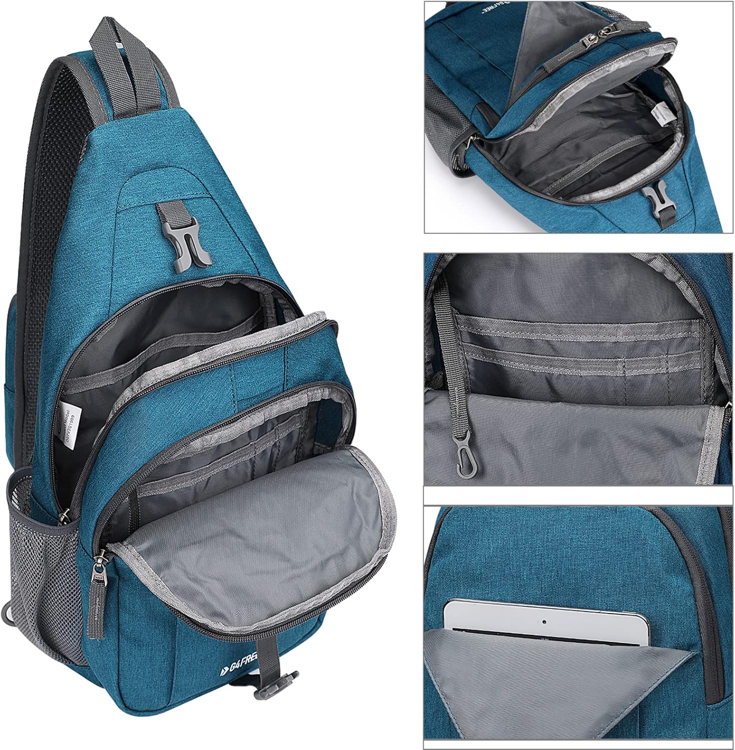 G4Free Slings-Beutel-Rucksack, Anti-Diebstahl-Brust-Tasche, Umhängetasche, Crossbody, Fitnessstudio, Daypack mit Kopfhörerloch für Outdoor, Radfahren, Reisen, Wandern, Männer und Frauen – Bild 4
