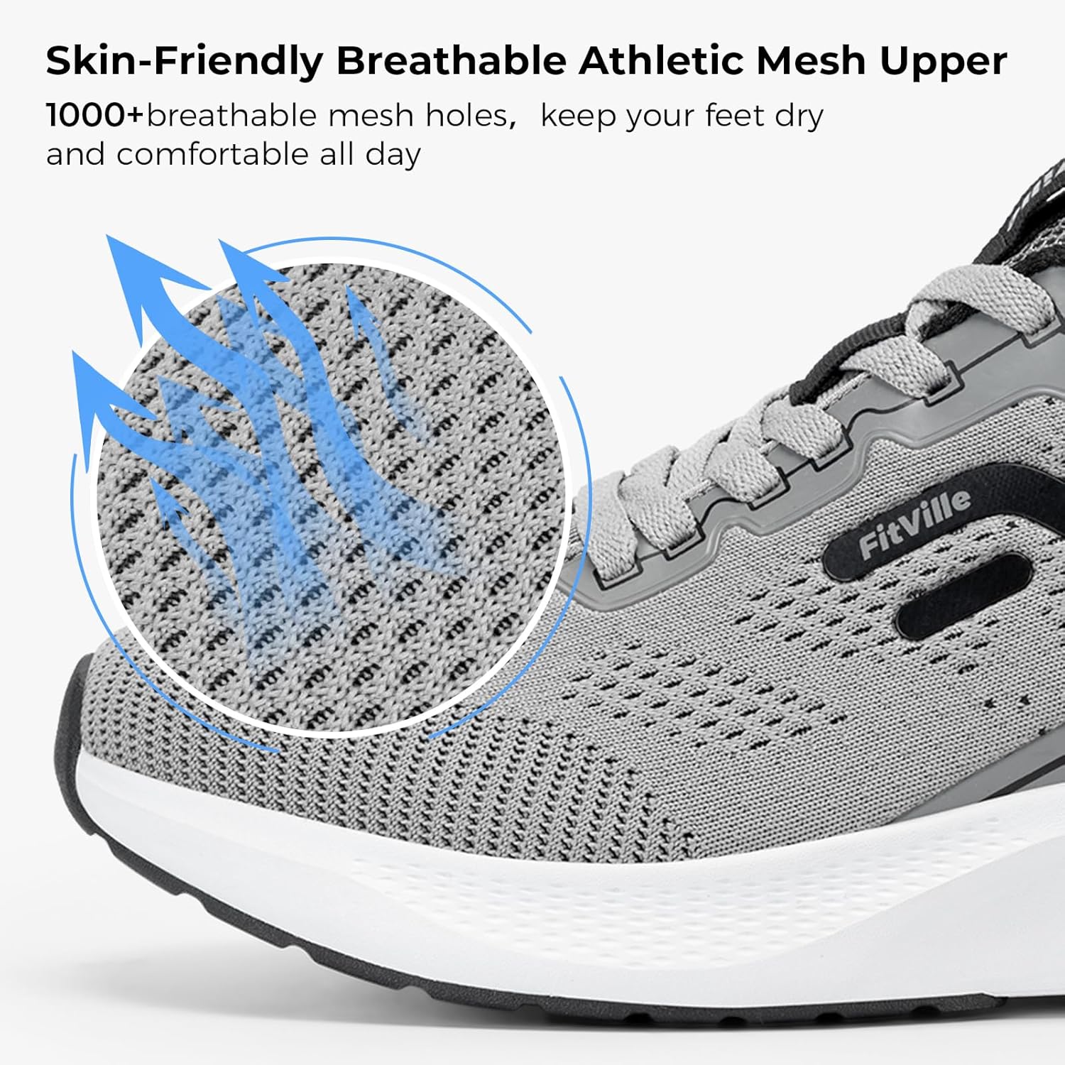 Fitville Running Shoes Herren extra breite Sportschuhe atmungsaktive Trainer Outdoor Jogging Schuhe Leisure Road Running Schuhe Nicht-Rutsch-Trainer – Bild 4