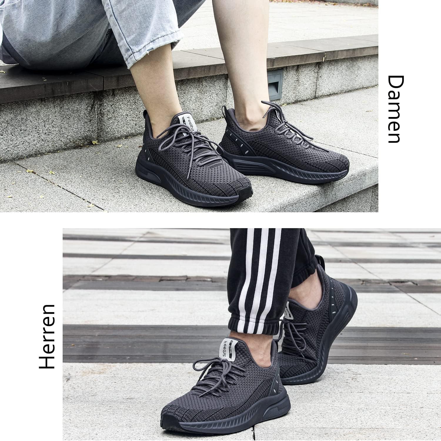 Feethit Herren-Trainer, Laufschuhe, Sportschuhe, nicht rutschende Gummi-Sohlen, leicht und atmungsaktiv, für das Gehen – Bild 5