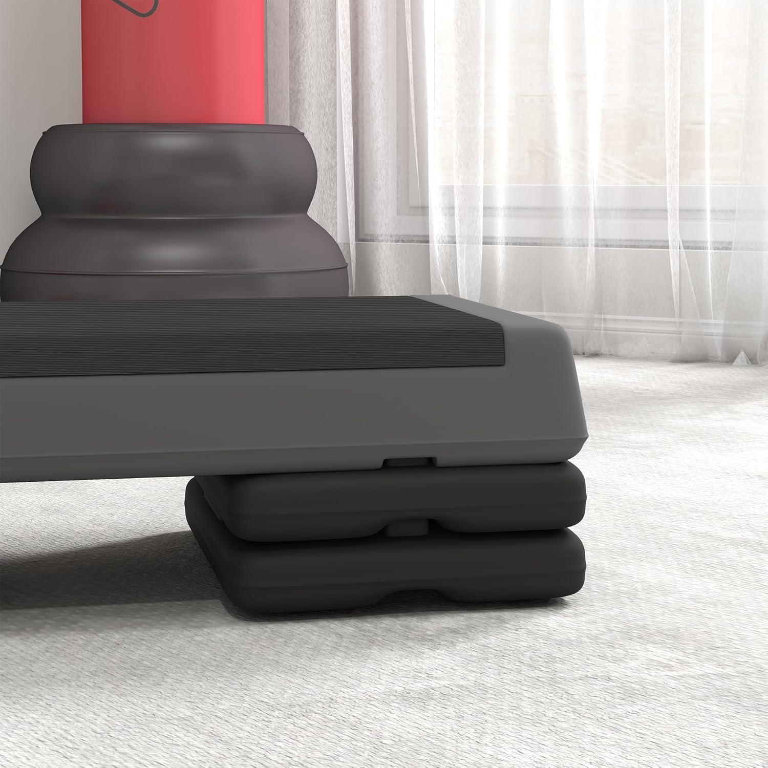 Sportnow Aerobic Stepper, 10,5/15,5/20,5 cm Höhenverstellbares Quiltboard, Nicht-Schlupf für Zuhause, Fitnessstudio, Büro, Plastik, Grau – Bild 9