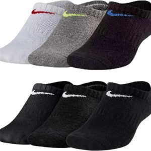 Nike Kinderkissen Socken 6 Paare jugendliche Kinder Alltag gepolstert keine Show SX6843 Trainer Socken weiß bunte Schwarz