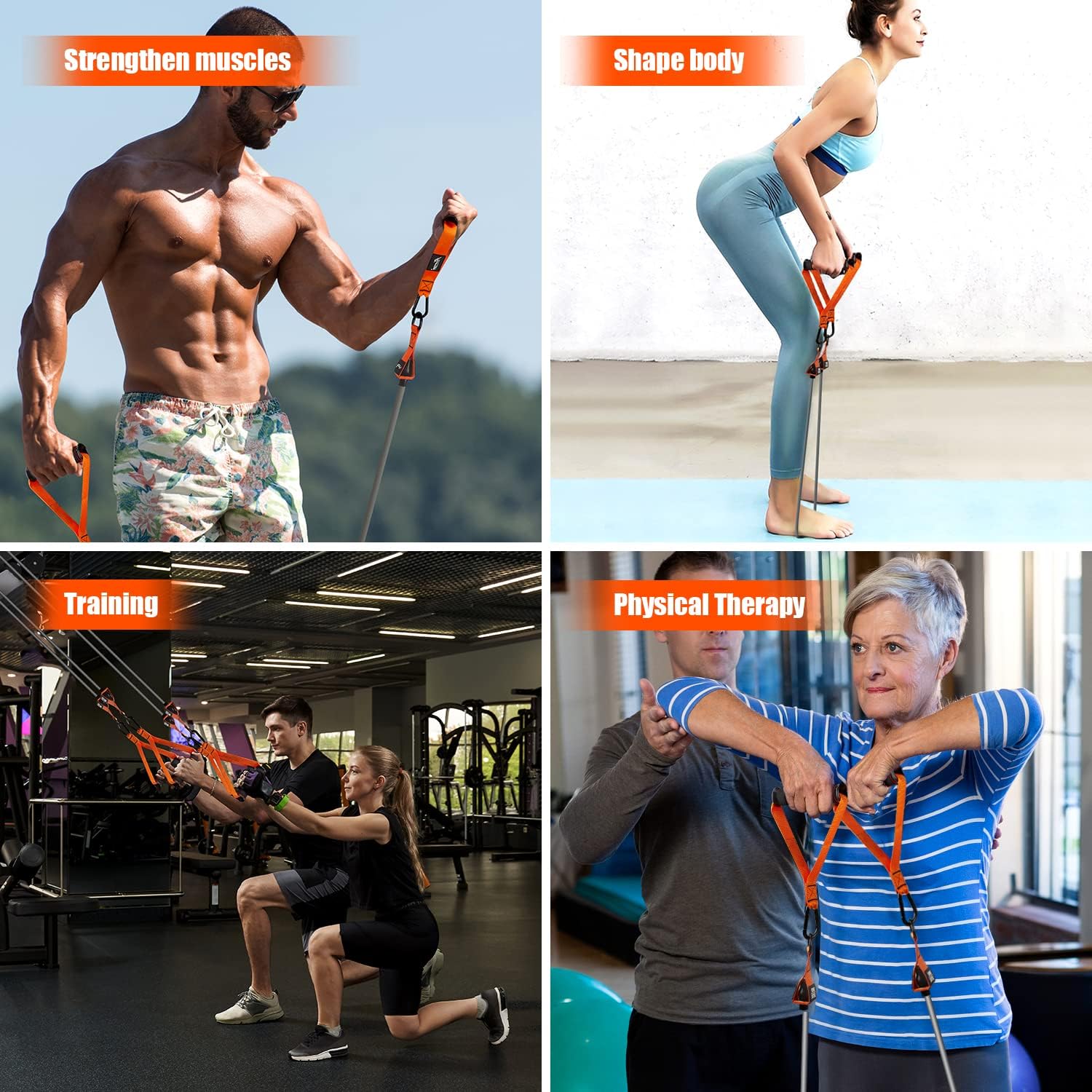 Widerstandsbänder, schwere Übungsbänder mit Griffen, Fitnessbands für Training, Trainingsbänder für Männer, Gewichtsbänder für Muskeltraining, Stärke, Schlank – Bild 7