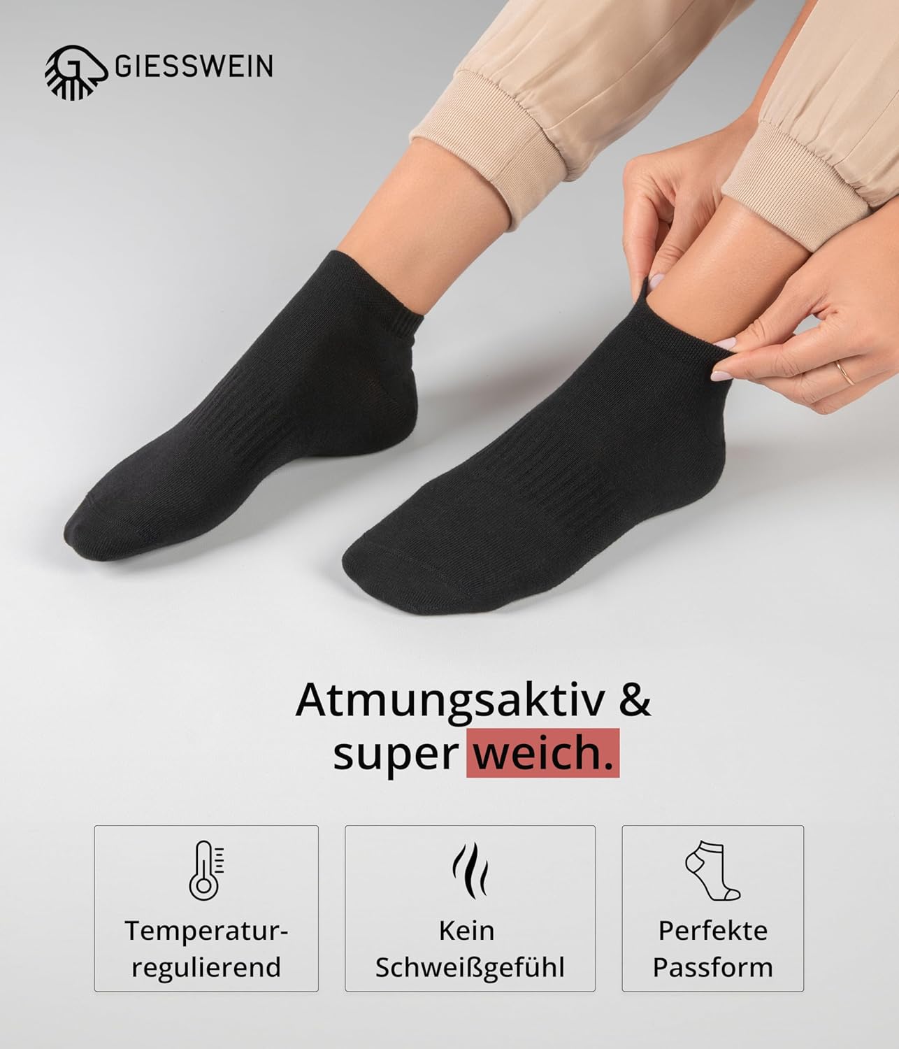 Giesswein-Trainersocken für Männer und Frauen, 6-Jährige, atmungsaktiv – Bild 2