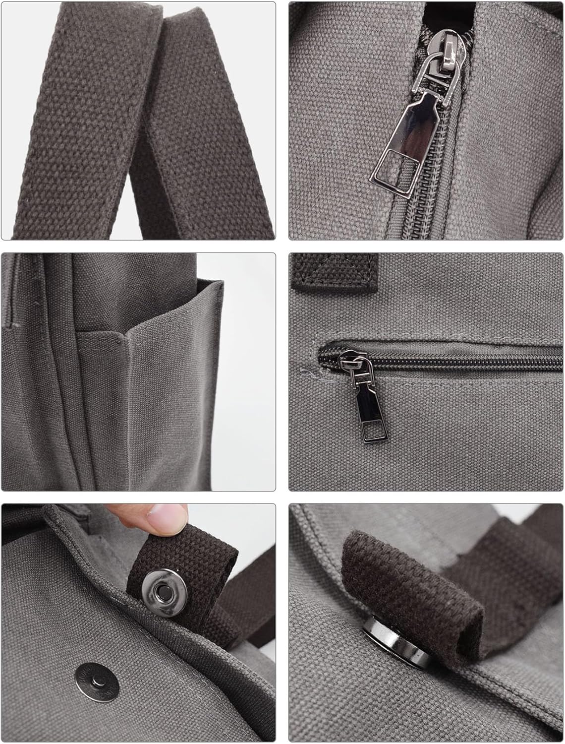 Frauenhandtasche, große Leinwand -Umhängetasche, Handtasche, Einkaufstasche, Käufer mit vielen Fächern, alltägliche Arbeit – Bild 9