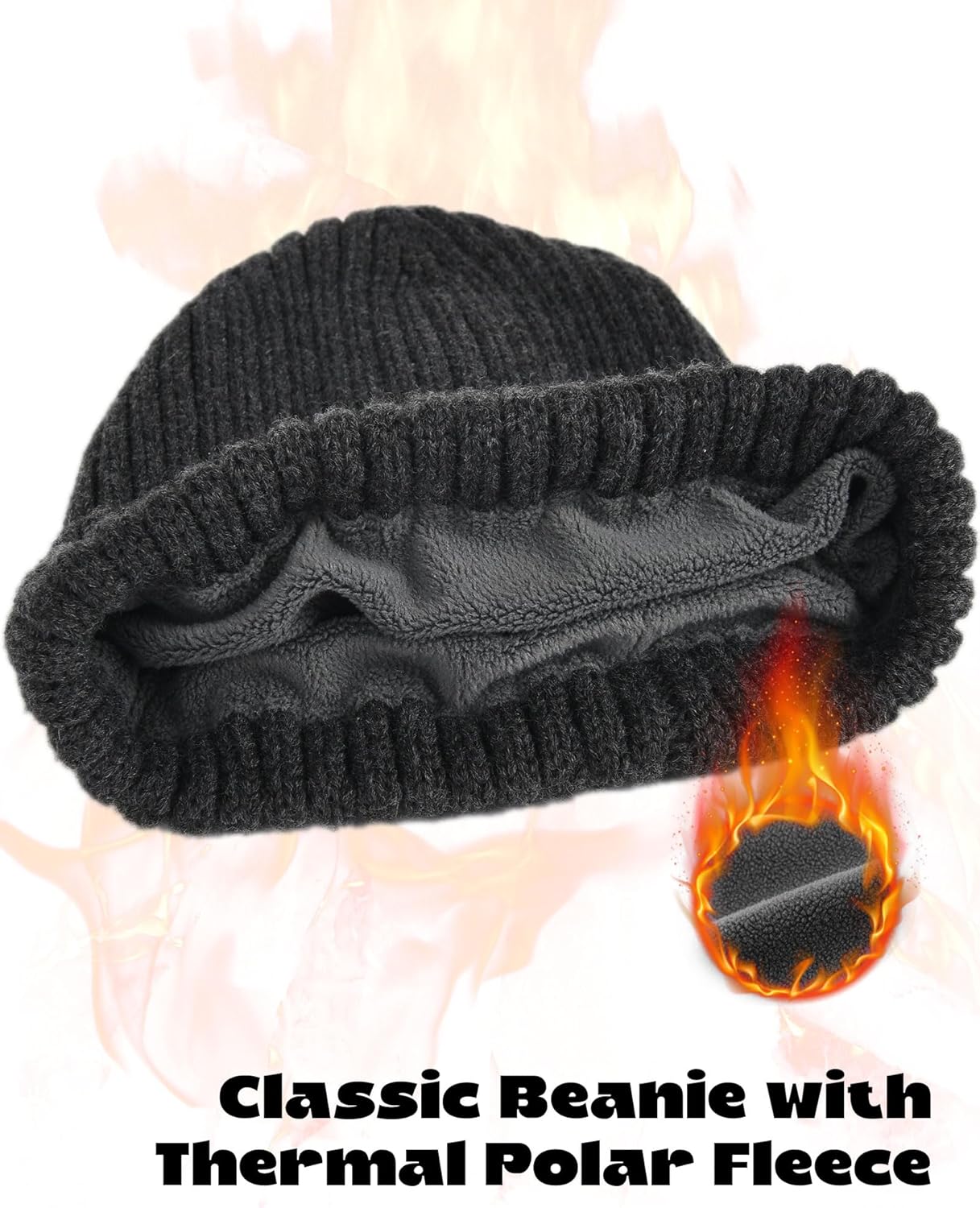 Furtalk Unisex Winter Beanie Chunky Strickhut mit sanftem Fleece -Futter warmen Winterhut für Männer und Frauen – Bild 2