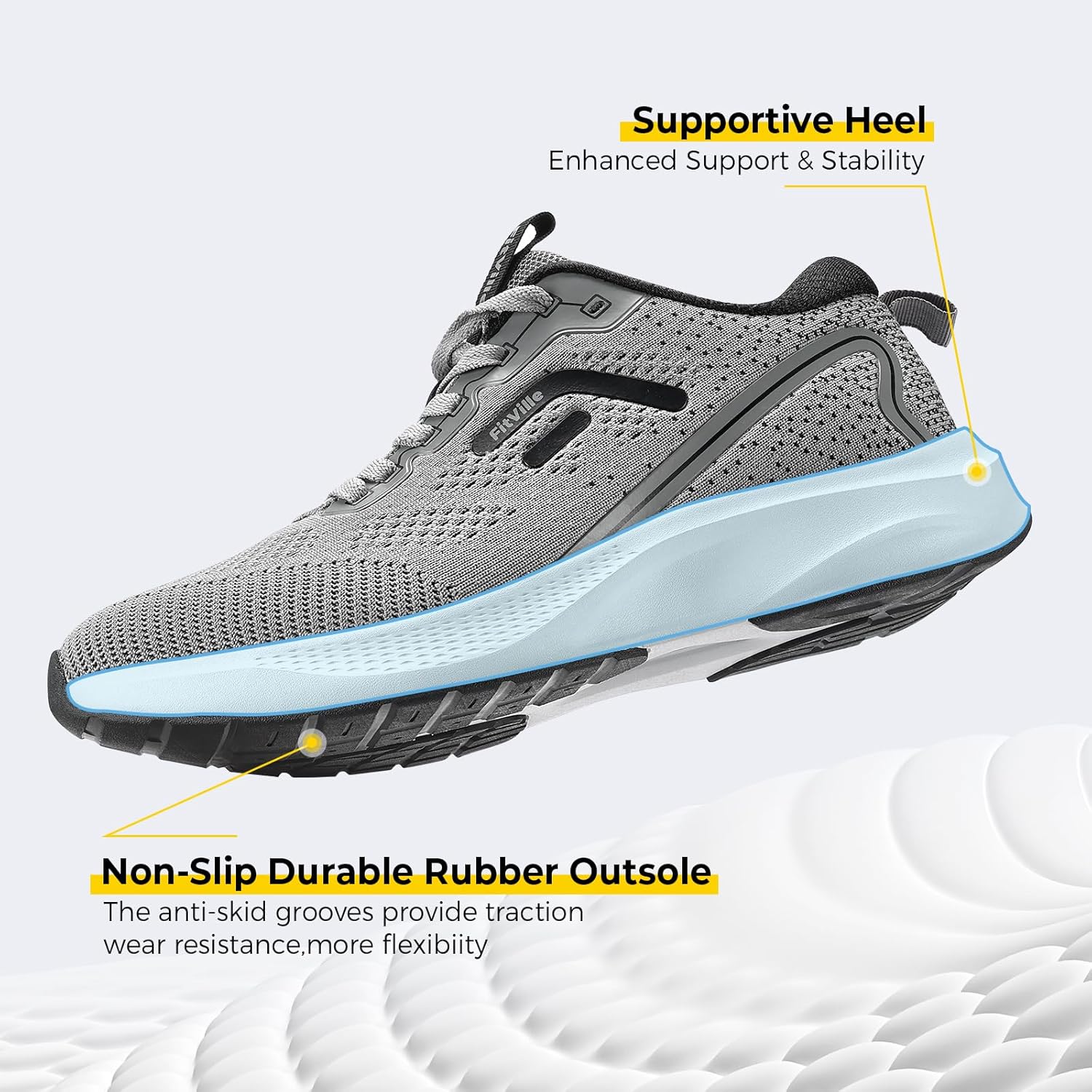 Fitville Running Shoes Herren extra breite Sportschuhe atmungsaktive Trainer Outdoor Jogging Schuhe Leisure Road Running Schuhe Nicht-Rutsch-Trainer – Bild 5