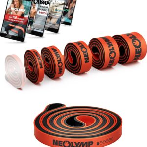 Neolymp-Widerstandsbänder aus doppelt beschichteten natürlichen Latex mit Fitness-E-Book-Lange Fitnessbänder für Krafttraining, Widerstandsbänder, Pull-up-Bands