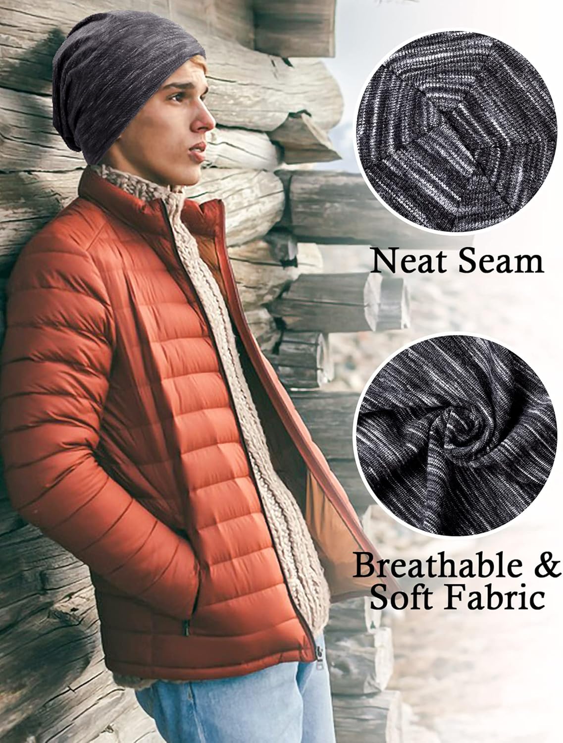 Kiiwah Pack mit 2 Mütze Hut für Männer und Frauen gestreift Slouch Unisex Strick -Mütze für Frühling, Herbst und Winter – Bild 3