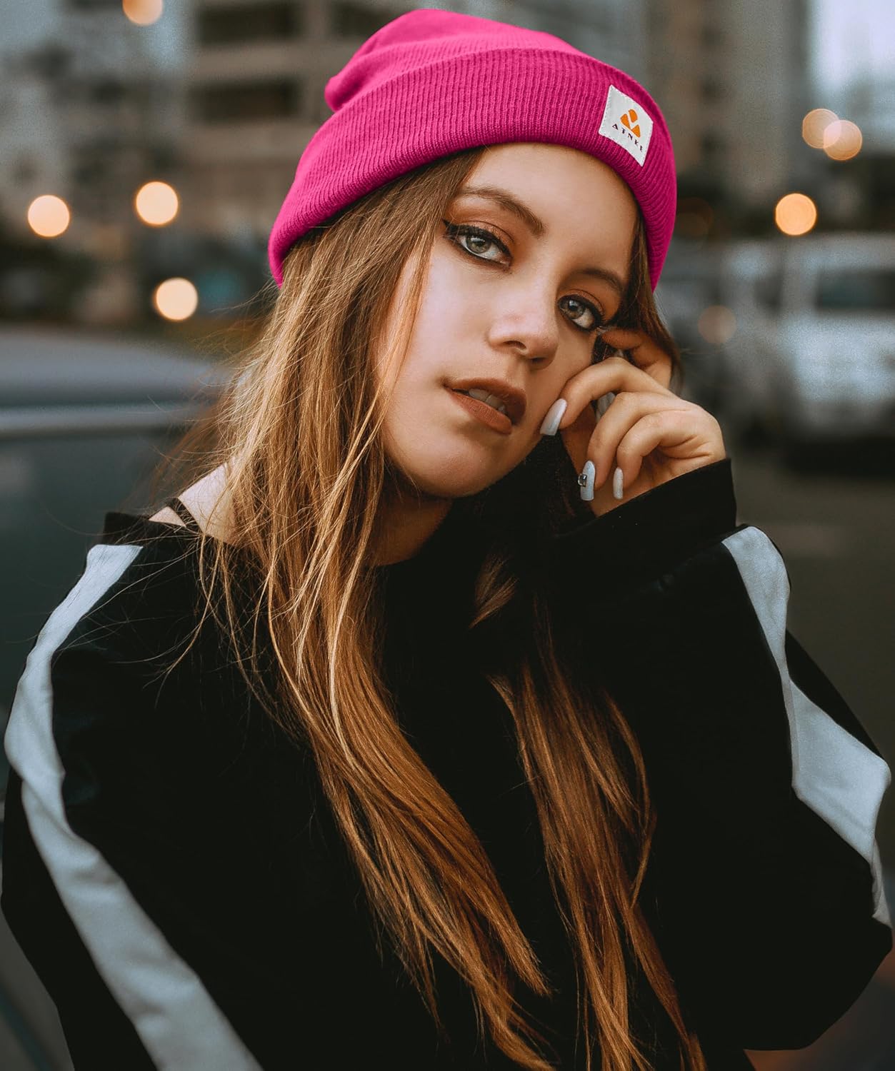 ATNKE -Strick -Mütze Hut dehnbare weiche warme tägliche Winterhüte mit Manschetten für Männer und Frauengeschenke – Bild 5