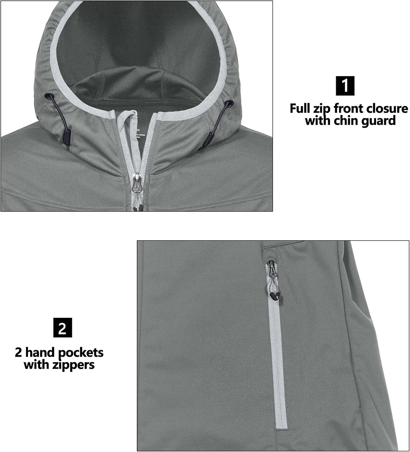 Little Esel Andy Damen Leicht mit Kapuze mit Kapuze-Weichschalenjacke zum Laufen, Wandern, winddichtem und wasserabweisend – Bild 5