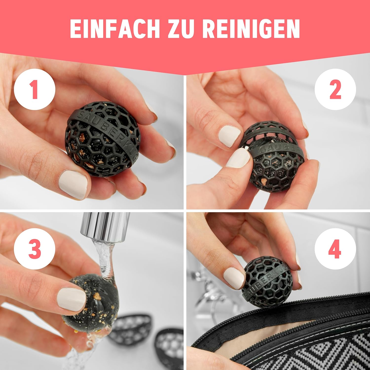 Sauberkugel - Die clevere Art, Taschen, Rucksäcke und Schultaschen zu reinigen - Lifestyle Innovation 2019, Schwarz – Bild 5