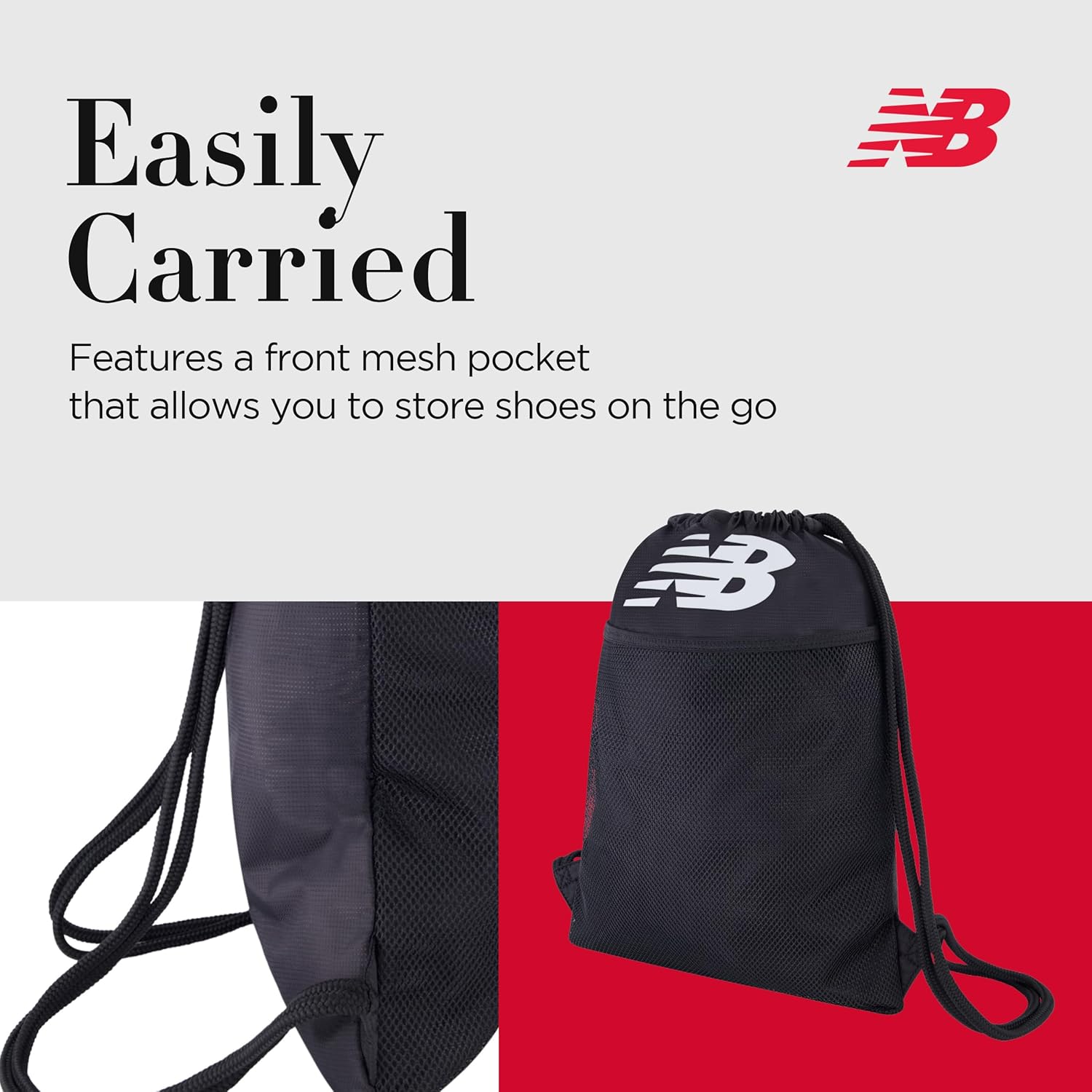 Konzept One New Balance Draw String Rucksack Sport Cinch Gymbag mit Schuhfach – Bild 4