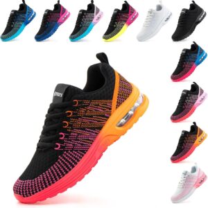 Hitmars Laufschuhe Damen Turnschuhe Luftpolster Sneaker Air Sportschuhe Atmungsaktiv Joggingschuhe Straßenlaufschuhe rutschfest Joggingschuhe Walkingschuhe Fitness Running Outdoor Schwarz EU 36-42