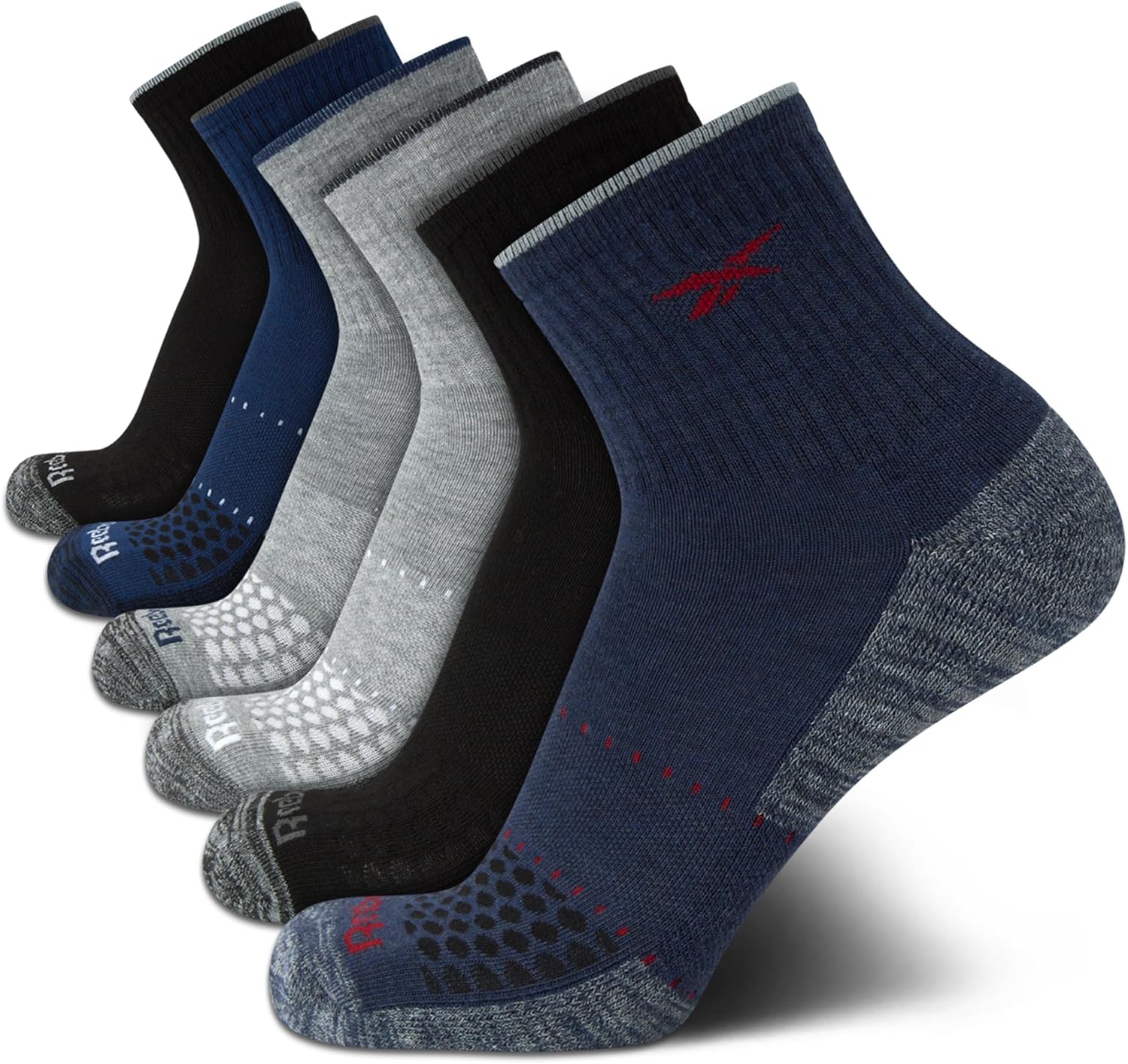 Reebok Herren Sports Socken - Kissen Hochviertel -Socken (Packung von 6)