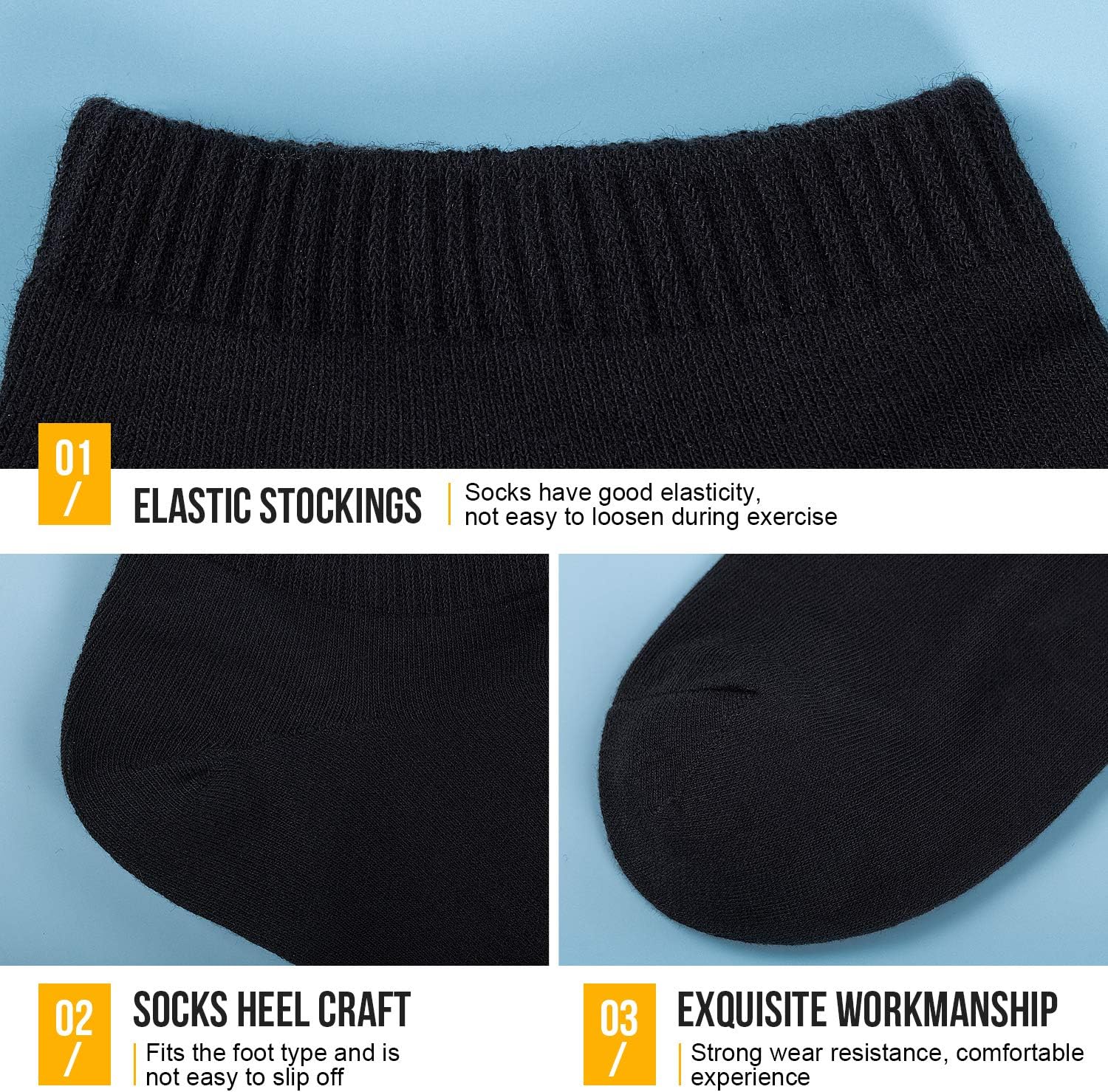 Benirap-Komprimierung Laufen Socken Männer Frauen Anti-Blister-Socken Laufen Socken Sportsocken mit Tab-Design, Kompressionszone, Belüftungsnetz und Bogen-Unterstützung Pack von 10 (schwarz, 43-46), Schwarz – Bild 4