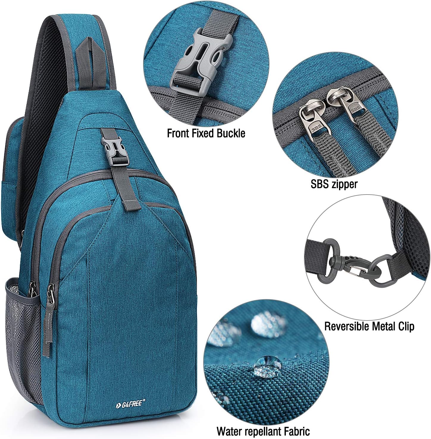 G4Free Slings-Beutel-Rucksack, Anti-Diebstahl-Brust-Tasche, Umhängetasche, Crossbody, Fitnessstudio, Daypack mit Kopfhörerloch für Outdoor, Radfahren, Reisen, Wandern, Männer und Frauen – Bild 5