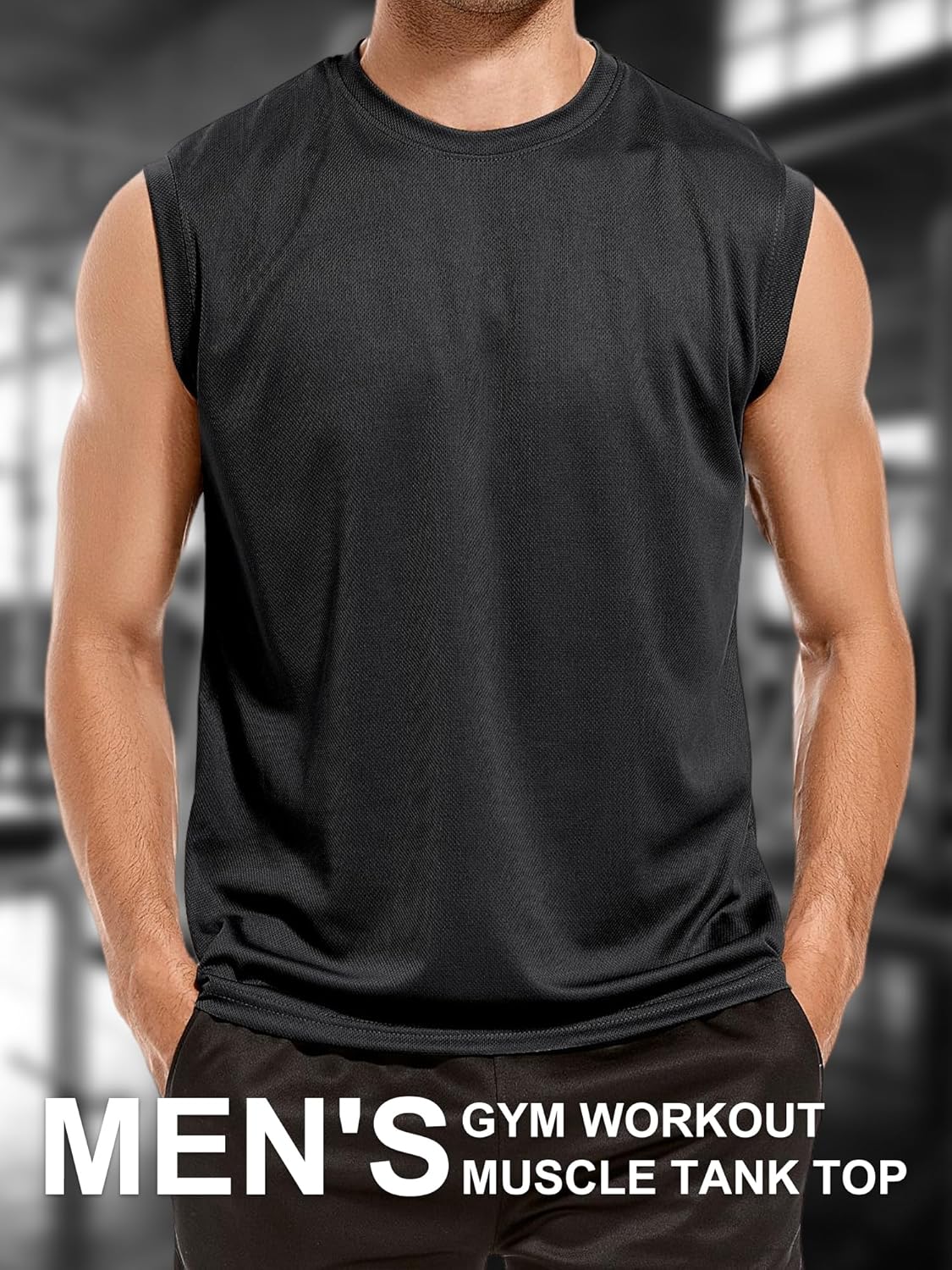 Holure Herren 3- oder 5 -Pack -Tanktop -Tanktop Schnell trocken ärmellose Muskelhemd reflektierende Streifen Funktionales Hemd – Bild 2