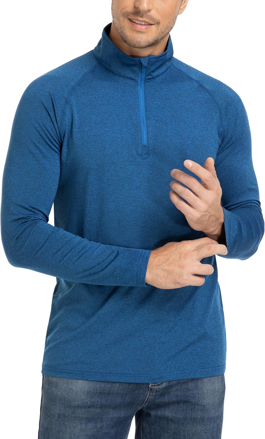 Tacvasen Herren 1/4 ZIP UV-Schutz Langarm Shirts ANFORDERLICHEN GESCHÄFTEN UPF 50+ Rennen Tops mit Stand-up-Kragen – Bild 2