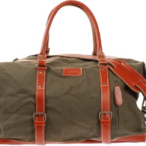 Leconi Weekender Canvas Buffalo Leder Holdall Reisetasche Green LE2010-C